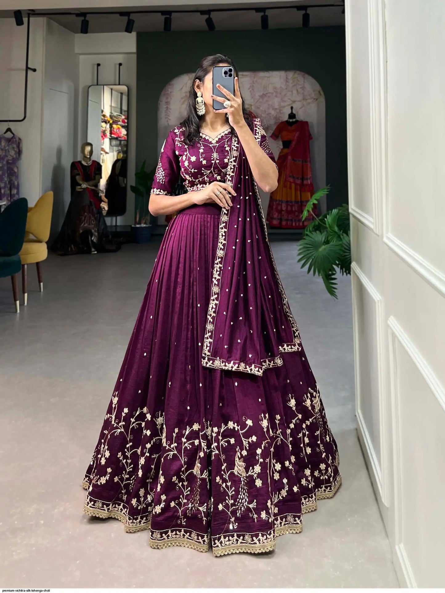 Luxury Embroidered Silk Lehenga Choli for Engagement & Festive Celebrations