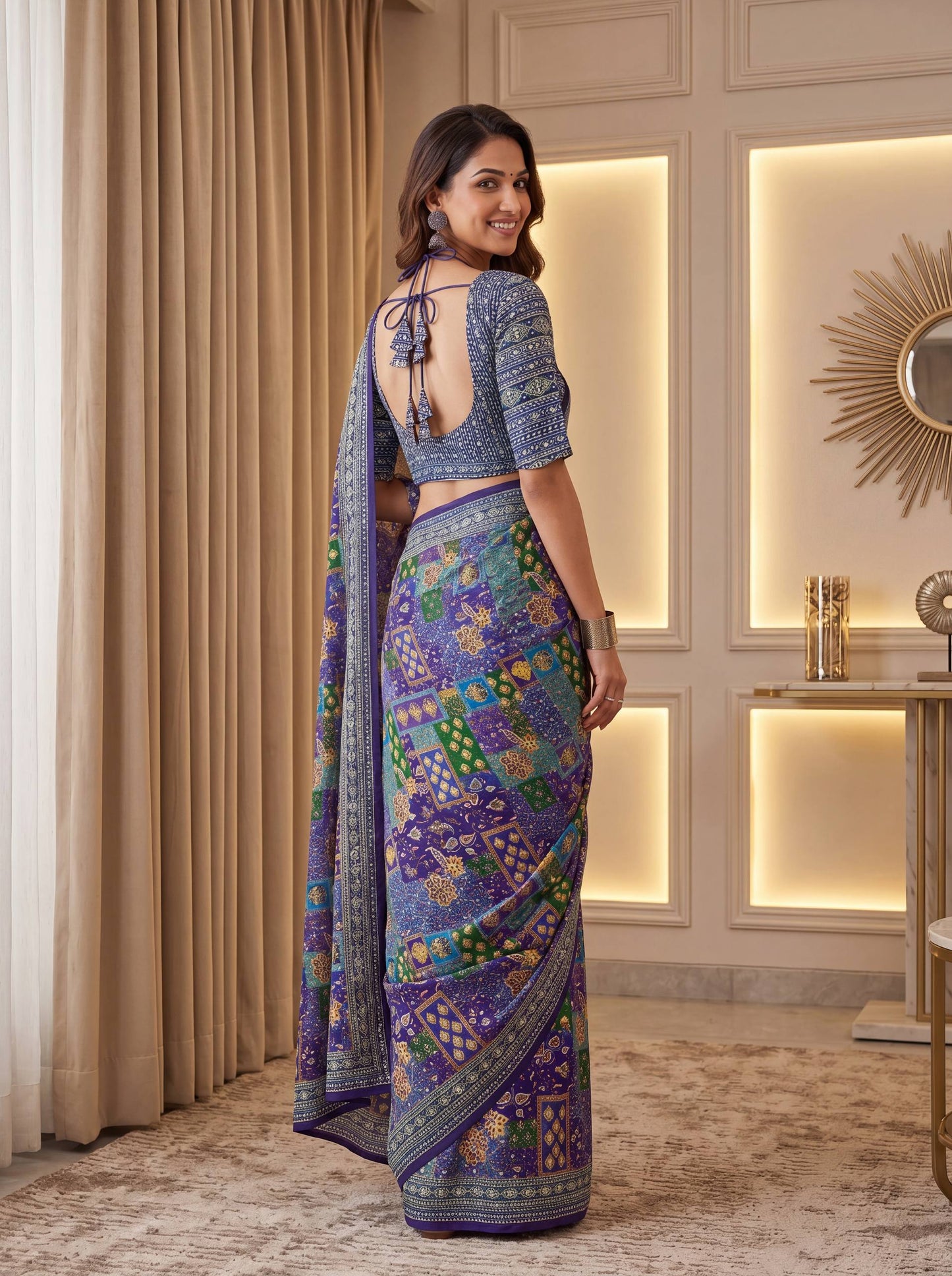 Premium Party Wear Chinon Saree with Real Mirror Embellishments
Soft Chinon Digital Print Saree with Matching Unstitched Blouse
Designer Ajrak Mirror Work Saree for Weddings and Special Occasions