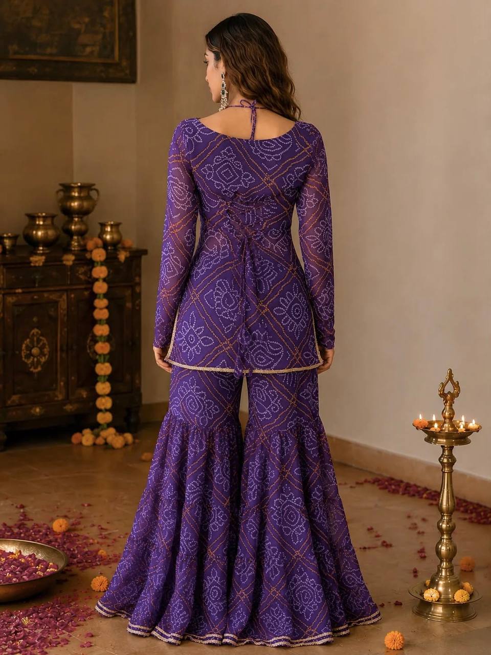 Designer Digital Print Faux Georgette Sharara Suit with Fancy Lace ā Party Wear, Wedding & Festive Collection