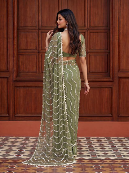 Intricately Bidds handwork embroidered saree