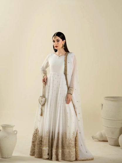 Designer Party Wear  Pure Faux Georgette Gown Set