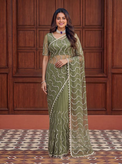 Intricately Bidds handwork embroidered saree