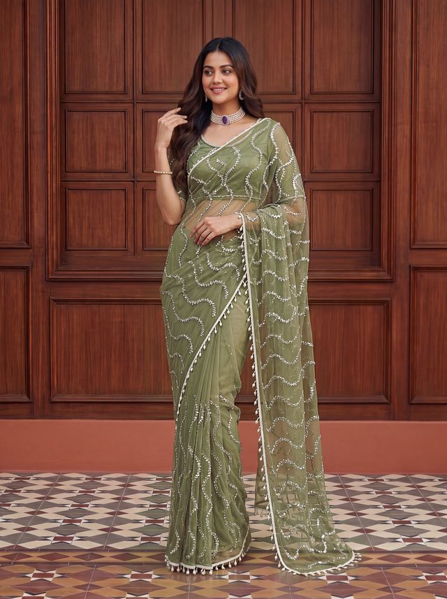 Intricately Bidds handwork embroidered saree