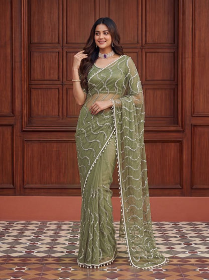 Intricately Bidds handwork embroidered saree