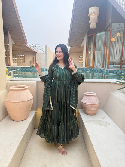 -53%   Amrapali Trend Women's Heavy Brocade Anarkali Suit Set with Pant & Brocade Dupatta