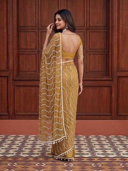 Intricately Bidds handwork embroidered saree