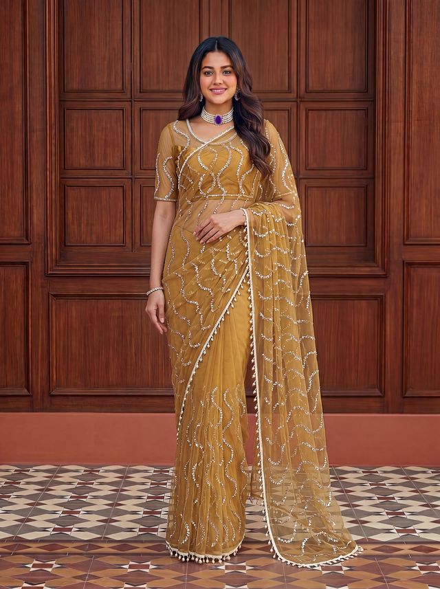 Intricately Bidds handwork embroidered saree