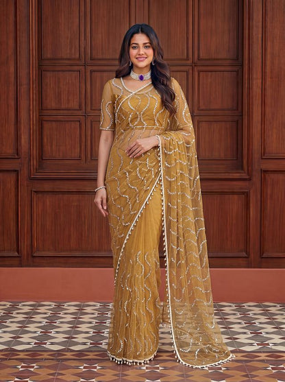 Intricately Bidds handwork embroidered saree