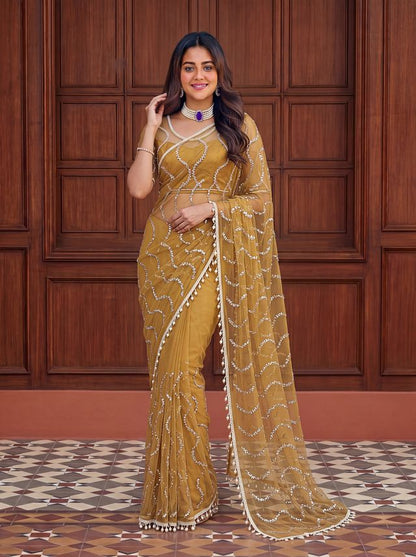 Intricately Bidds handwork embroidered saree