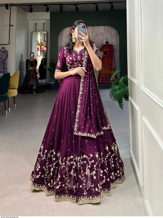 Luxury Embroidered Silk Lehenga Choli for Engagement & Festive Celebrations