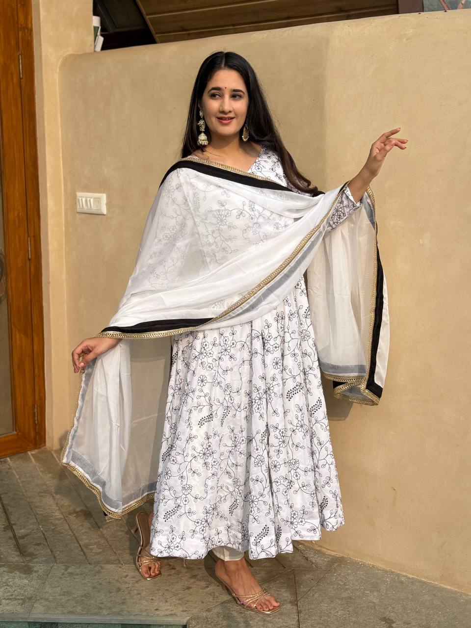 Amrapali Trend Elegant Vichitra Silk Embroidered Anarkali Suit Set with Organza Dupatta