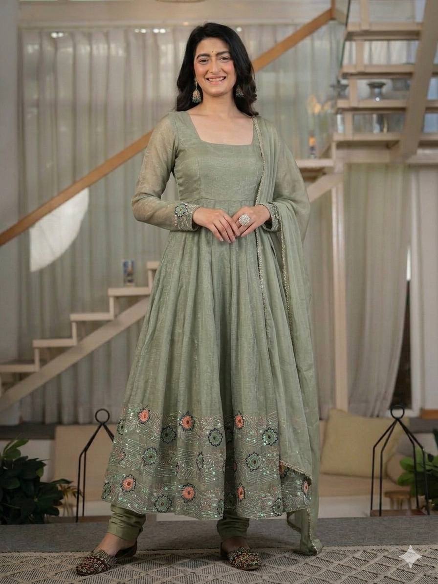 Amrapali Trend Designer Anarkali Gown for Women with Pant & Dupatta