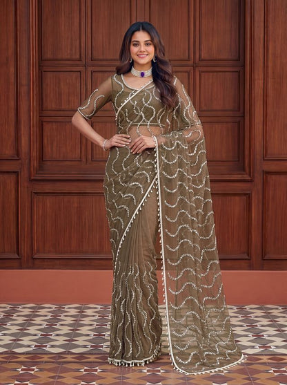 Intricately Bidds handwork embroidered saree