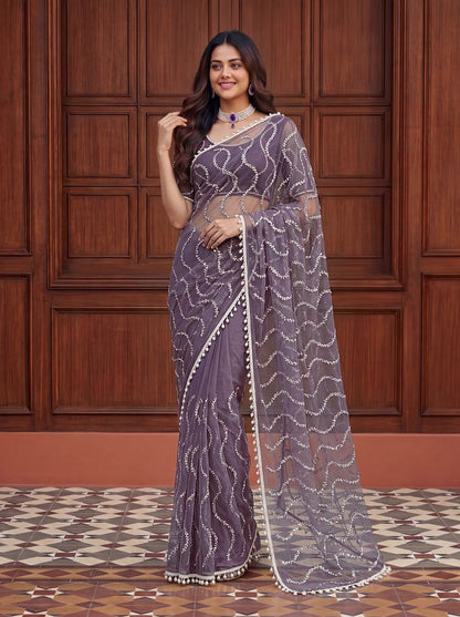 Intricately Bidds handwork embroidered saree