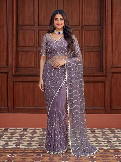 Intricately Bidds handwork embroidered saree