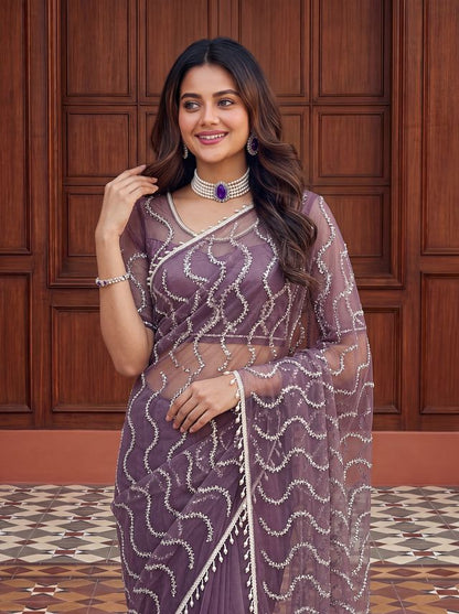 Intricately Bidds handwork embroidered saree