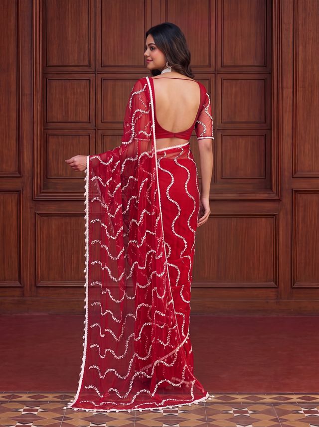 Intricately Bidds handwork embroidered saree