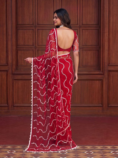 Intricately Bidds handwork embroidered saree