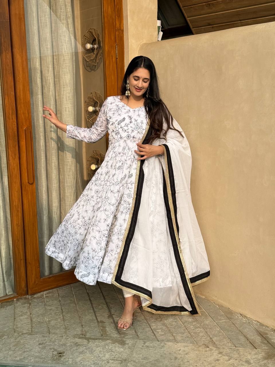 Amrapali Trend Elegant Vichitra Silk Embroidered Anarkali Suit Set with Organza Dupatta