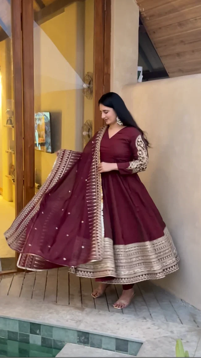 Amrapali Trend Heavy Embroidered Anarkali Suit with Organza Dupatta