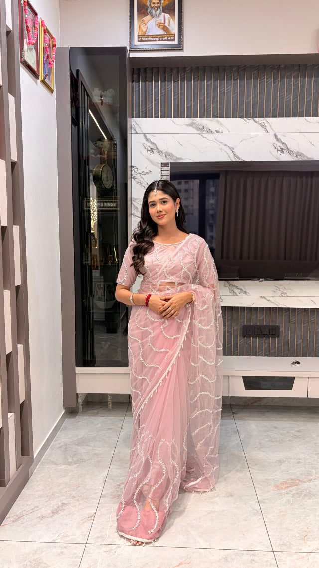 Intricately Bidds handwork embroidered saree