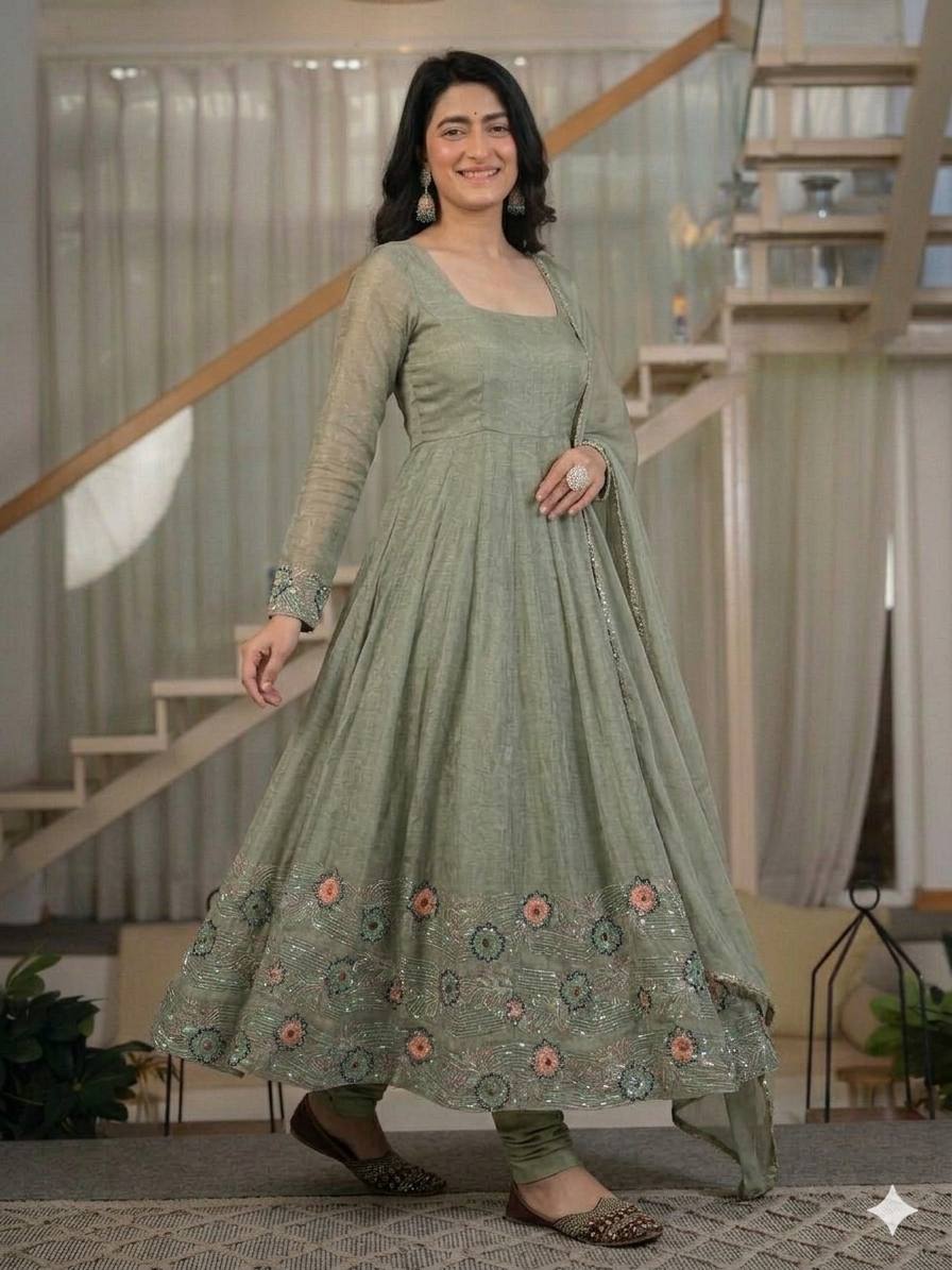 Amrapali Trend Designer Anarkali Gown for Women with Pant & Dupatta
