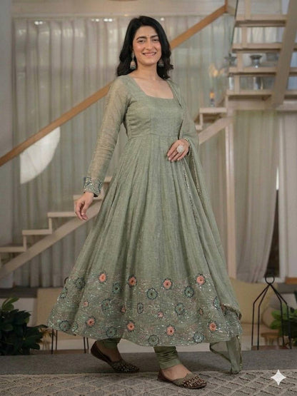 Amrapali Trend Designer Anarkali Gown for Women with Pant & Dupatta