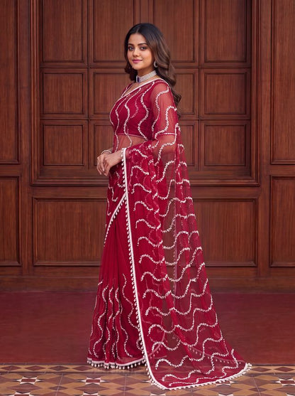 Intricately Bidds handwork embroidered saree