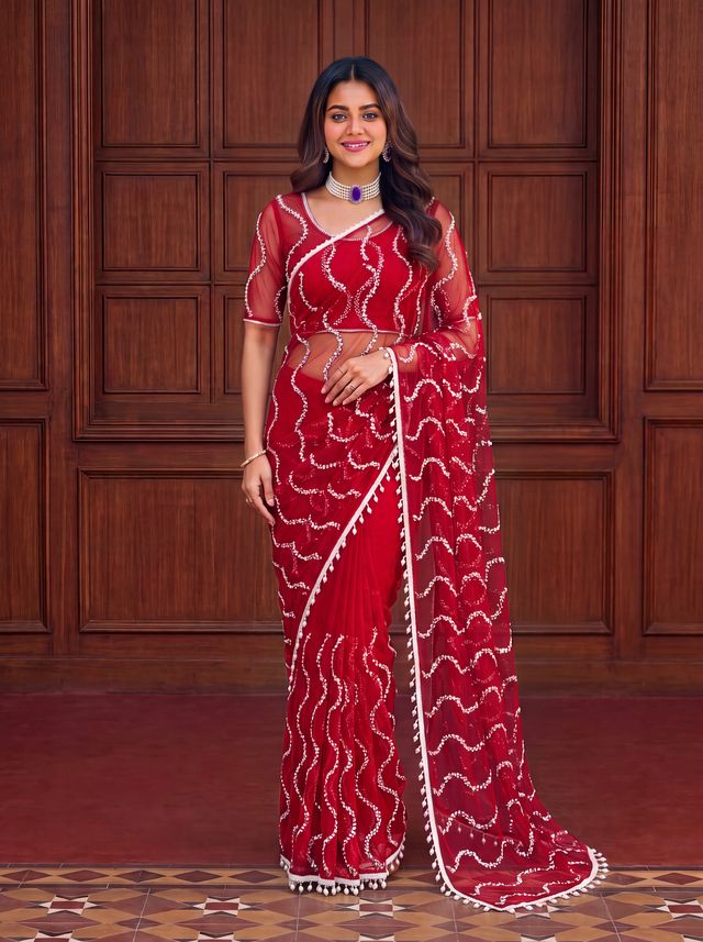 Intricately Bidds handwork embroidered saree