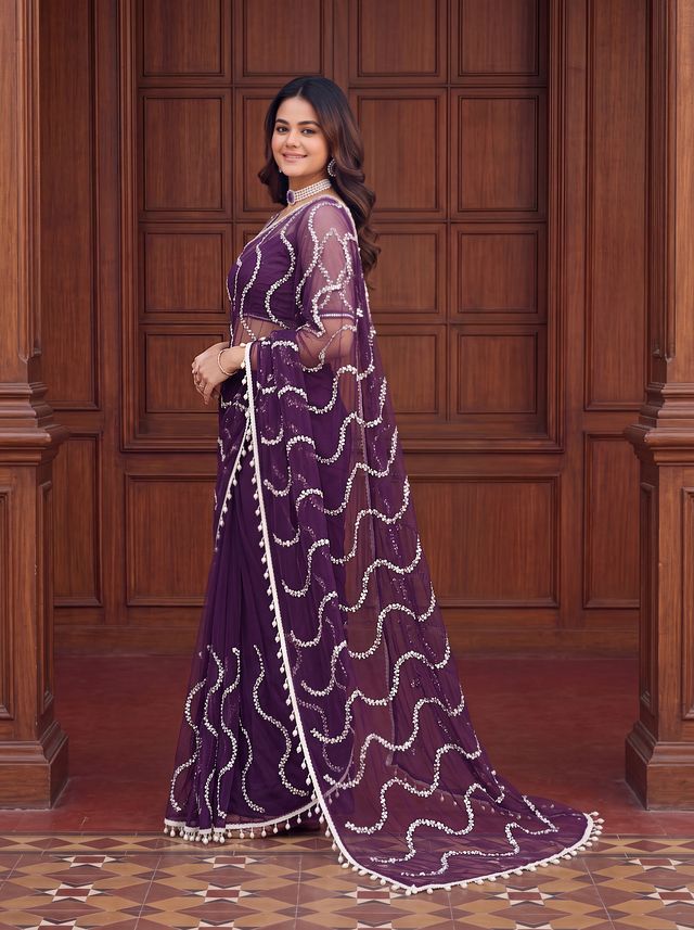 Intricately Bidds handwork embroidered saree