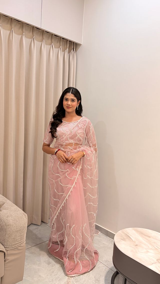 Intricately Bidds handwork embroidered saree