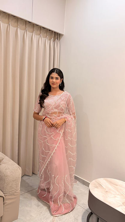 Intricately Bidds handwork embroidered saree