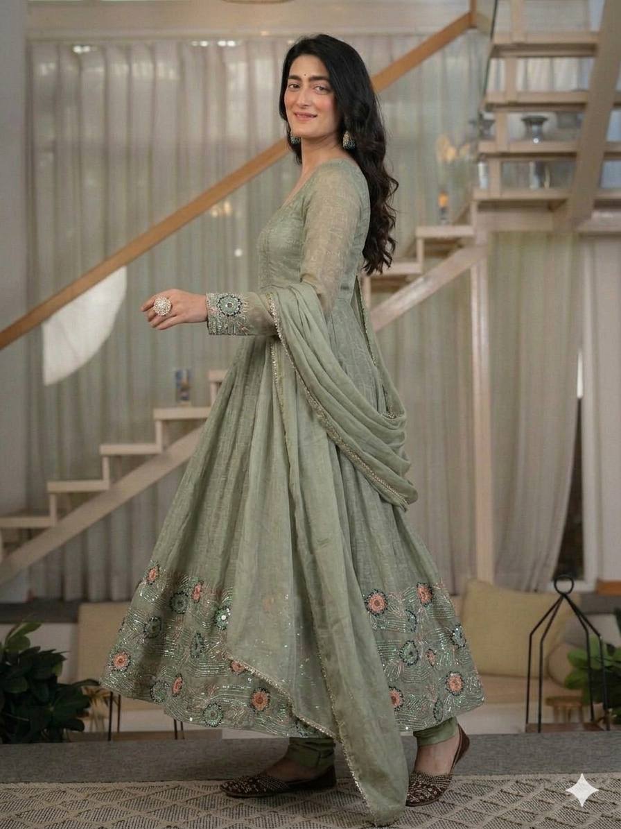 Amrapali Trend Designer Anarkali Gown for Women with Pant & Dupatta