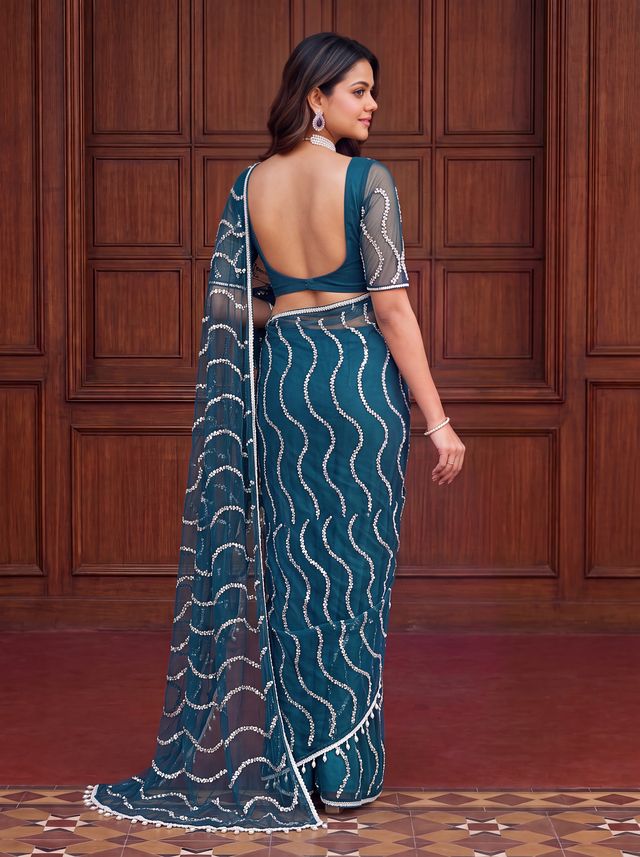 Intricately Bidds handwork embroidered saree