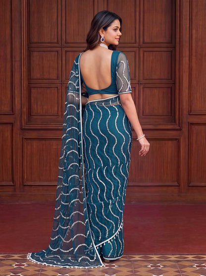 Intricately Bidds handwork embroidered saree