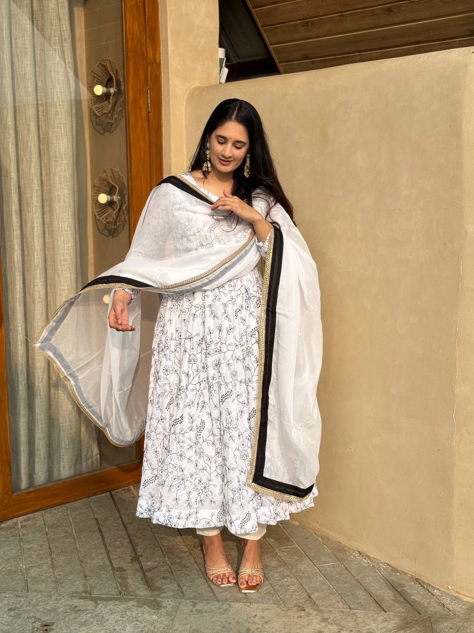 Amrapali Trend Elegant Vichitra Silk Embroidered Anarkali Suit Set with Organza Dupatta