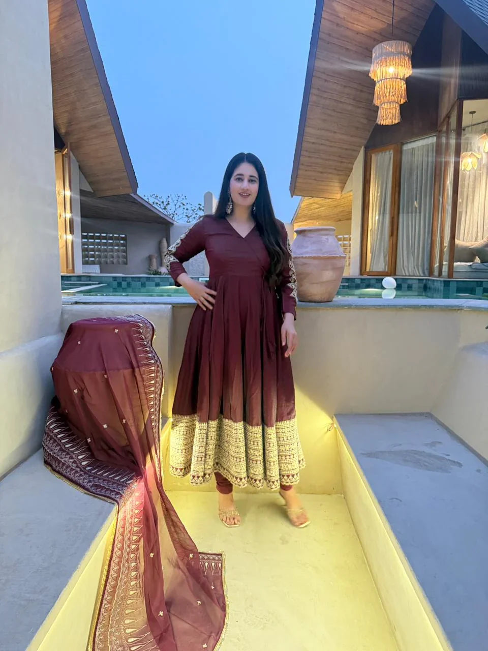 Amrapali Trend Heavy Embroidered Anarkali Suit with Organza Dupatta