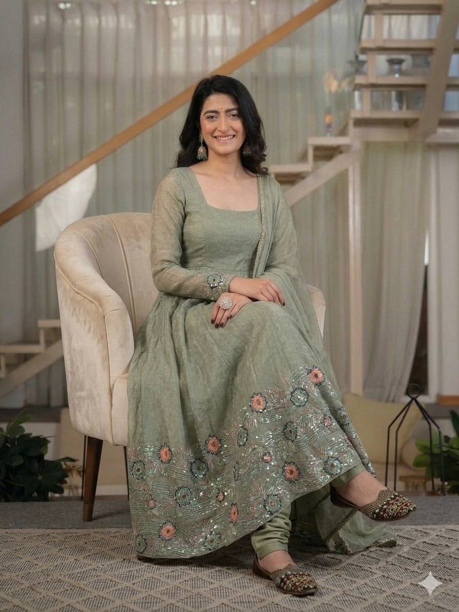 Amrapali Trend Designer Anarkali Gown for Women with Pant & Dupatta