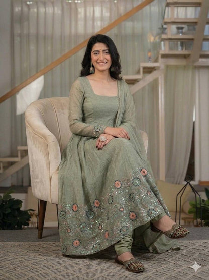 Amrapali Trend Designer Anarkali Gown for Women with Pant & Dupatta