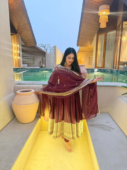 Amrapali Trend Heavy Embroidered Anarkali Suit with Organza Dupatta