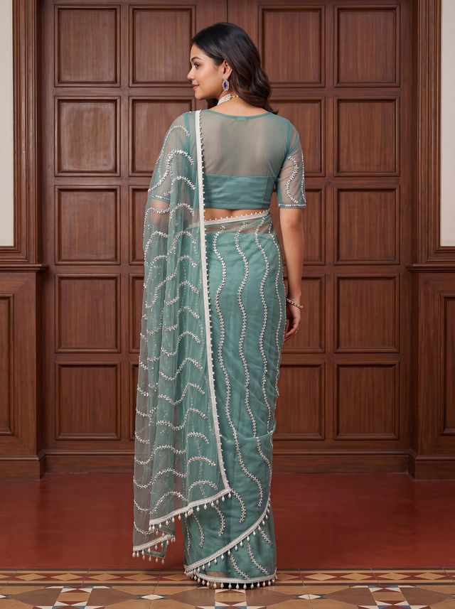 Intricately Bidds handwork embroidered saree