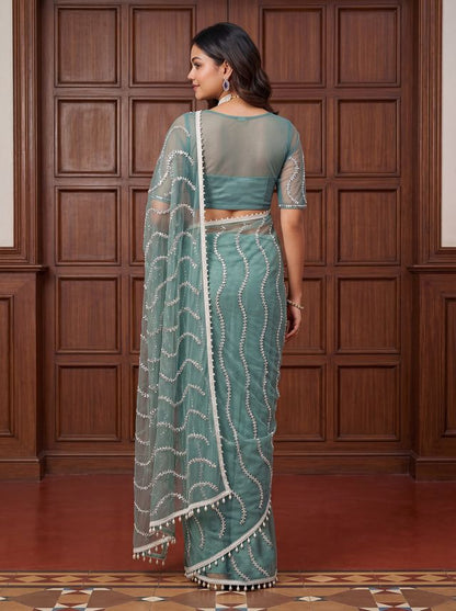 Intricately Bidds handwork embroidered saree