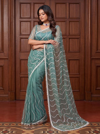 Intricately Bidds handwork embroidered saree