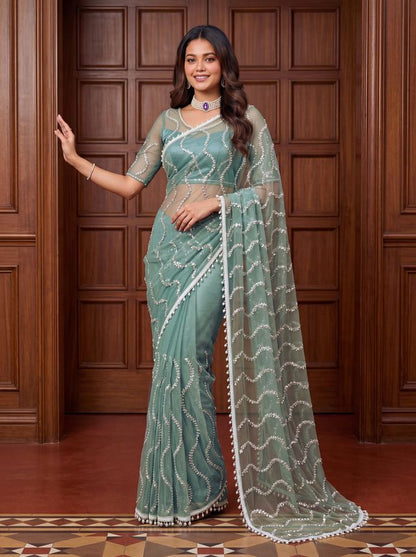 Intricately Bidds handwork embroidered saree