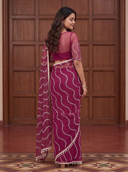 Intricately Bidds handwork embroidered saree