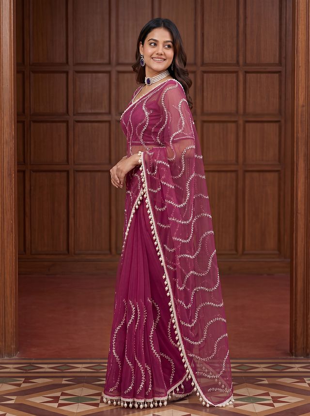 Intricately Bidds handwork embroidered saree