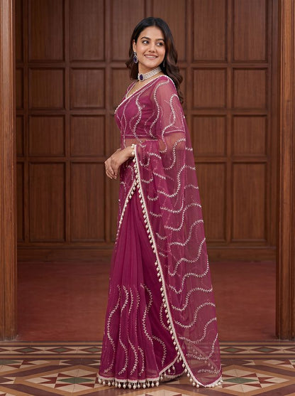 Intricately Bidds handwork embroidered saree