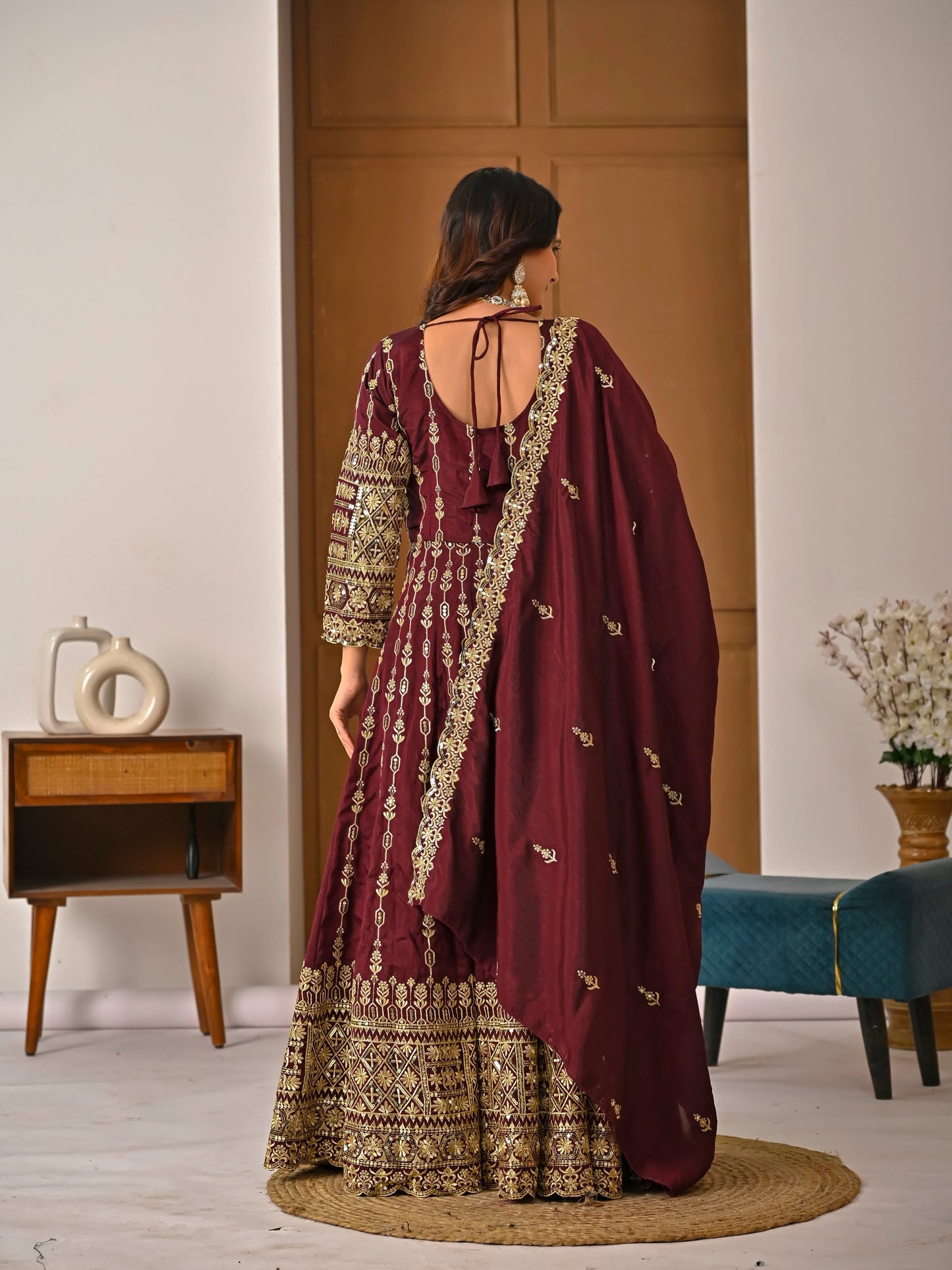 Amrapali Trend Maroon Heavy Embroidered Kurta Palazzo Set with Dupatta | Wedding & Festive Wear