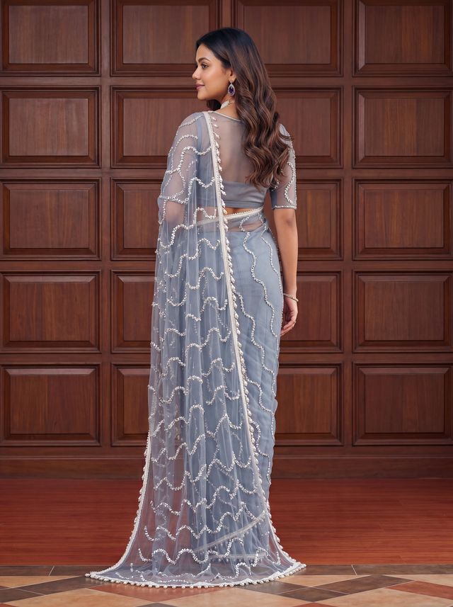 Intricately Bidds handwork embroidered saree