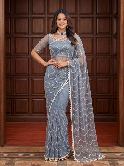 Intricately Bidds handwork embroidered saree